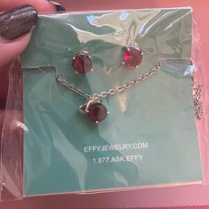 Effy Jewelry Red Gemstone Necklace and Earring Set